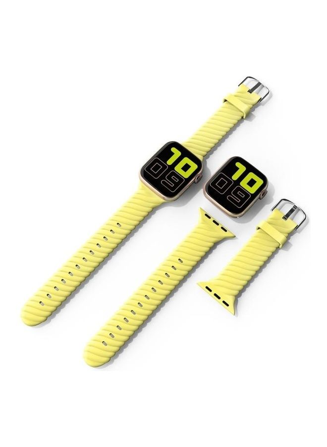 NIBEMINENT Solid Colour Twist Silicone Replacement Strap Watchband For Apple Watch Series 1/2/3/4/5/6/7/SE 42-44-45mm Yellow - Image 5