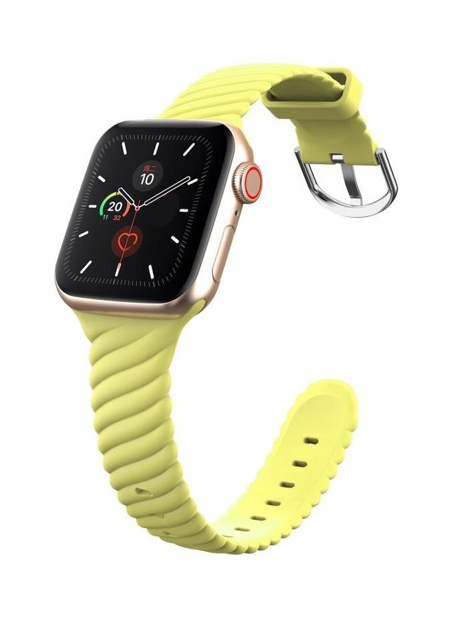 NIBEMINENT Solid Colour Twist Silicone Replacement Strap Watchband For Apple Watch Series 1/2/3/4/5/6/7/SE 42-44-45mm Yellow - Image 4