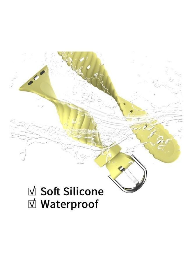 NIBEMINENT Solid Colour Twist Silicone Replacement Strap Watchband For Apple Watch Series 1/2/3/4/5/6/7/SE 42-44-45mm Yellow - Image 3