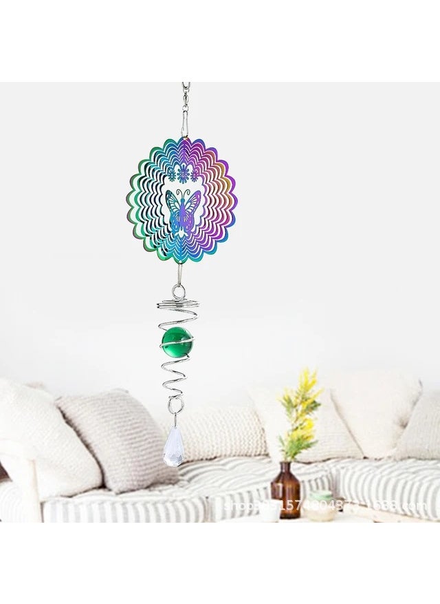Generic Nordic 3D Mandala Wind Chime Crystal Spiral Butterfly spiral ball wind chime 