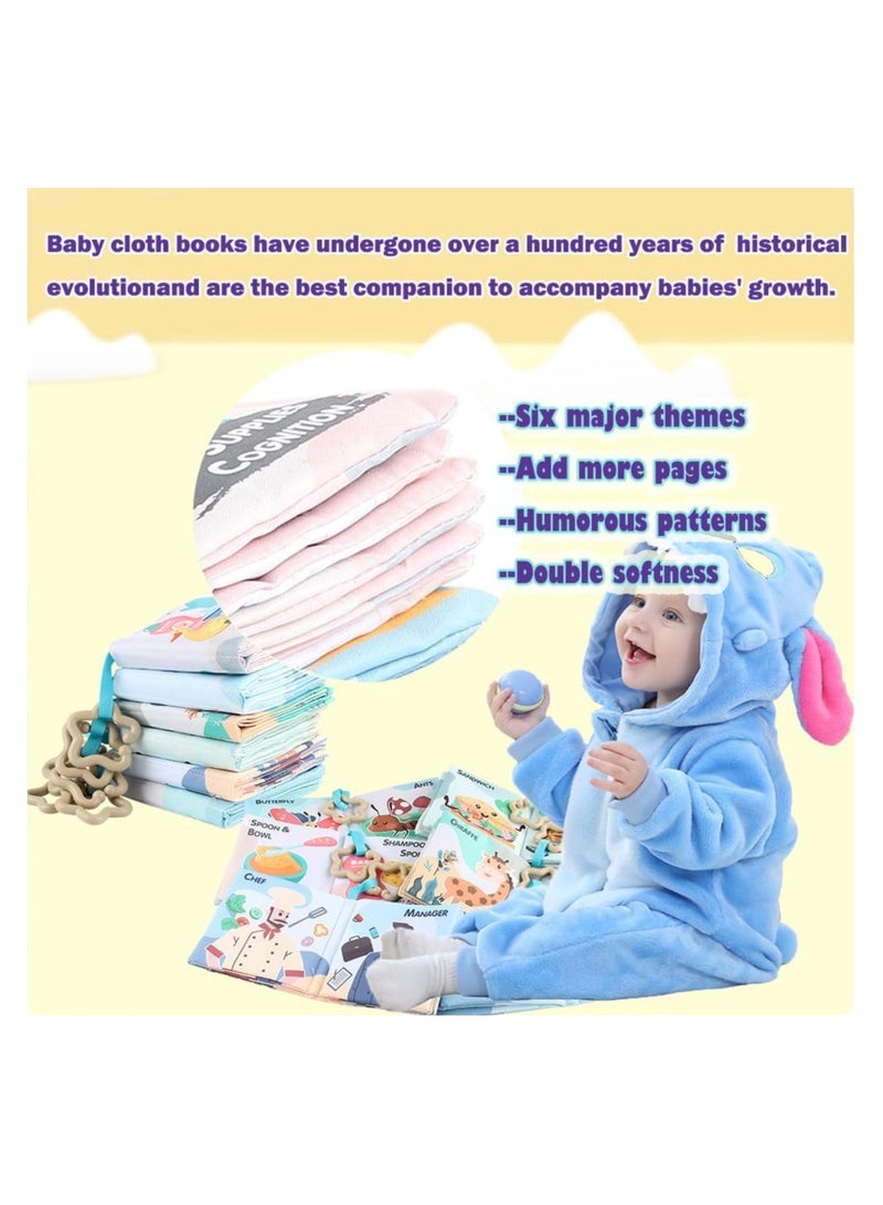 Zikra Baby Books, Early Education Soft Baby Books, 0-6-12-18 Months, 6Pcs Washable Non-Toxic Cloth Book for Babies, Infant Toddler Newborn Crinkle Book for Baby Shower, Baby Toy with Sound Paper - Image 4