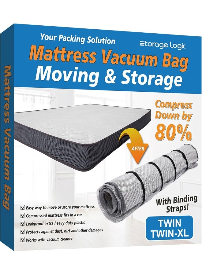 Twin/Twin XL Foam Mattress Vacuum Bag for Moving, Vacuum Seal Storage Bag with Straps  - Image 1
