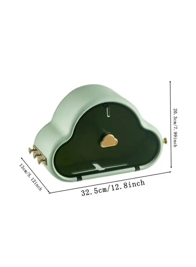 Avocado Green No Drill Cloud Shaped Wall Mounted Toilet Paper Holder Bathroom Storage Box - Image 4