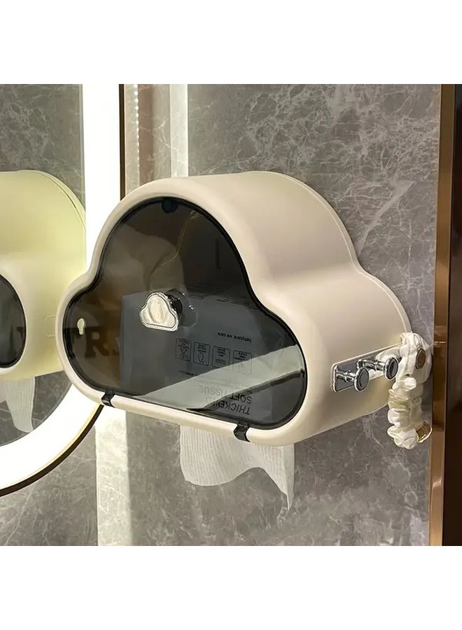 Avocado Green No Drill Cloud Shaped Wall Mounted Toilet Paper Holder Bathroom Storage Box - Image 2