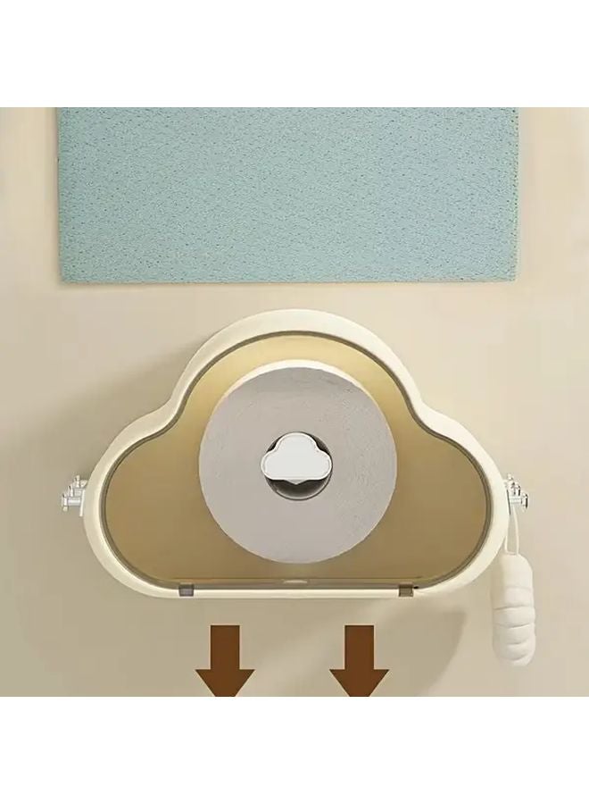 Avocado Green No Drill Cloud Shaped Wall Mounted Toilet Paper Holder Bathroom Storage Box - Image 3