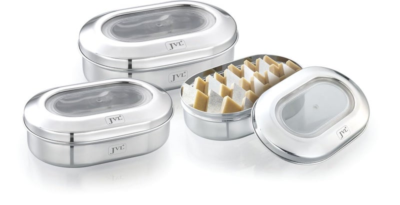 JVL Stainless Steel Kitchen's Storage Costa Capsule Shape Container Box with See Thorugh Lid - Small -1 PC - 1350 ml - Image 2