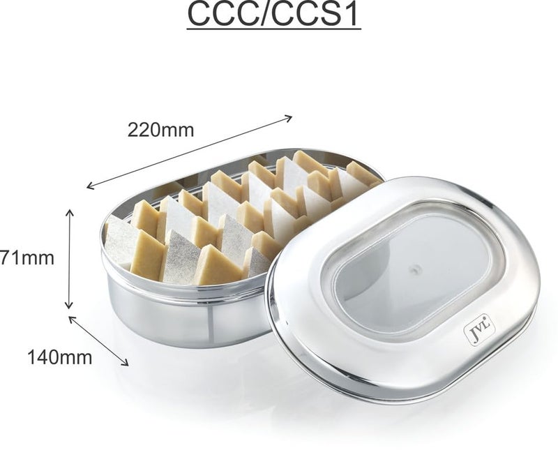 JVL Stainless Steel Kitchen's Storage Costa Capsule Shape Container Box with See Thorugh Lid - Small -1 PC - 1350 ml - Image 5