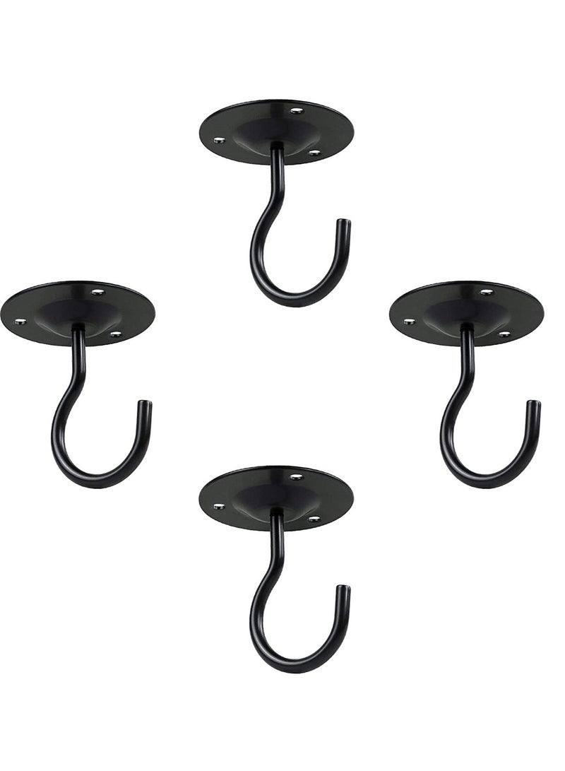 Zikra Ceiling Hooks,Premium Heavy Duty Metal Hangers, Wall Mount Hangers for Hanging Bird Feeders, Planters, Lanterns, Artworks, String Lights, Wind Chimes, Baskets, 4PCS Black - Image 1