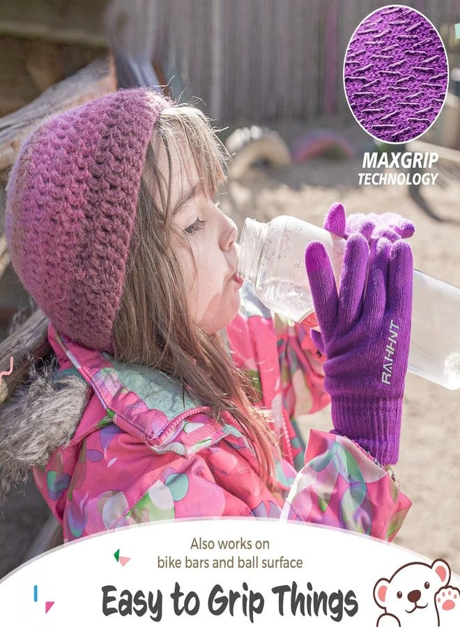 Rahhint Kids Winter Gloves for Boys Girls Children Toddler Thermal Wool Knit Gloves with Insulated Fleece Lining Keep Hand Warm Gift, 1 Pair-eggplant, L - Image 4