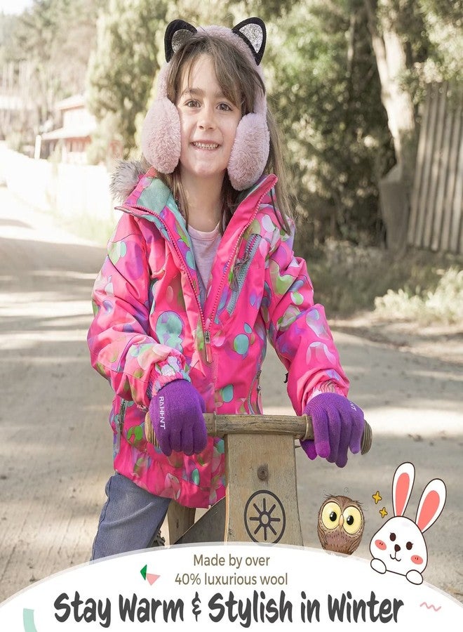 Rahhint Kids Winter Gloves for Boys Girls Children Toddler Thermal Wool Knit Gloves with Insulated Fleece Lining Keep Hand Warm Gift, 1 Pair-eggplant, L - Image 2