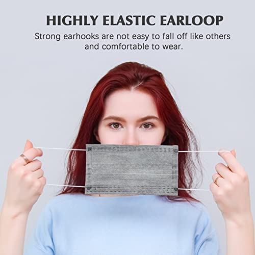 Wecolor 100 Pcs Disposable 3 Ply Earloop Face Masks, Suitable for Home, School, Office and Outdoors (Gray) - Image 5