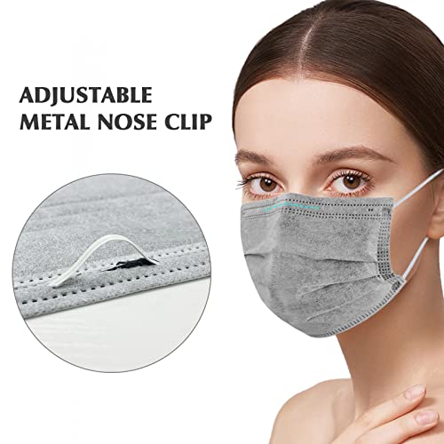 Wecolor 100 Pcs Disposable 3 Ply Earloop Face Masks, Suitable for Home, School, Office and Outdoors (Gray) - Image 4