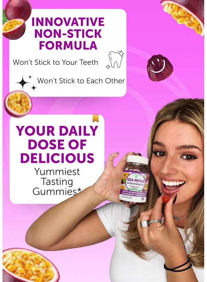 Lunakai USA Made Irish Sea Moss Gummies with Ashwagandha & Elderberry - Delicious Immune & Stress Support Supplement for Men & Women, 60ct - Image 3