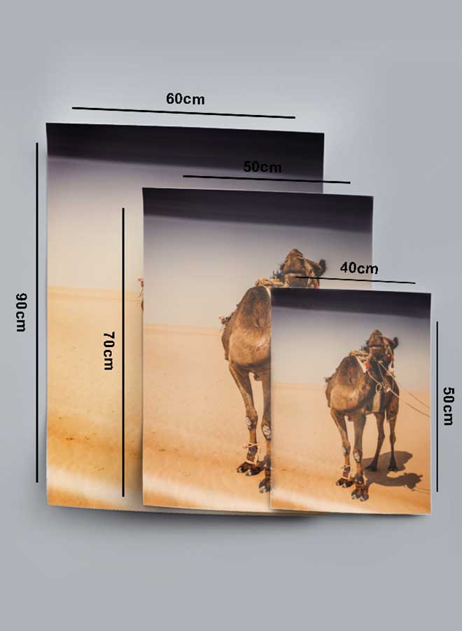 LOWHA Poster Painting Art With Four Separate Pieces Of Double-Sided Stickers Camel Standing On Sand For Home Bedroom Living Room And Office Decor  - Image 4