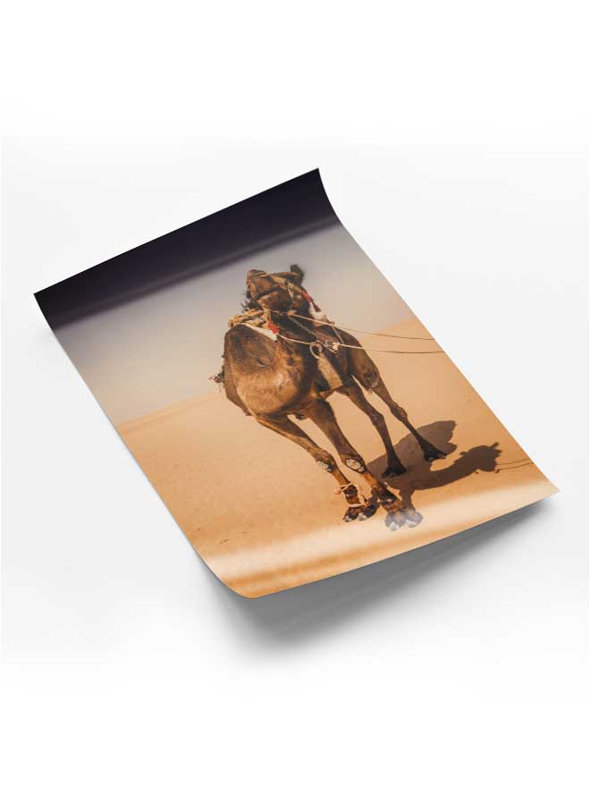 LOWHA Poster Painting Art With Four Separate Pieces Of Double-Sided Stickers Camel Standing On Sand For Home Bedroom Living Room And Office Decor  - Image 1