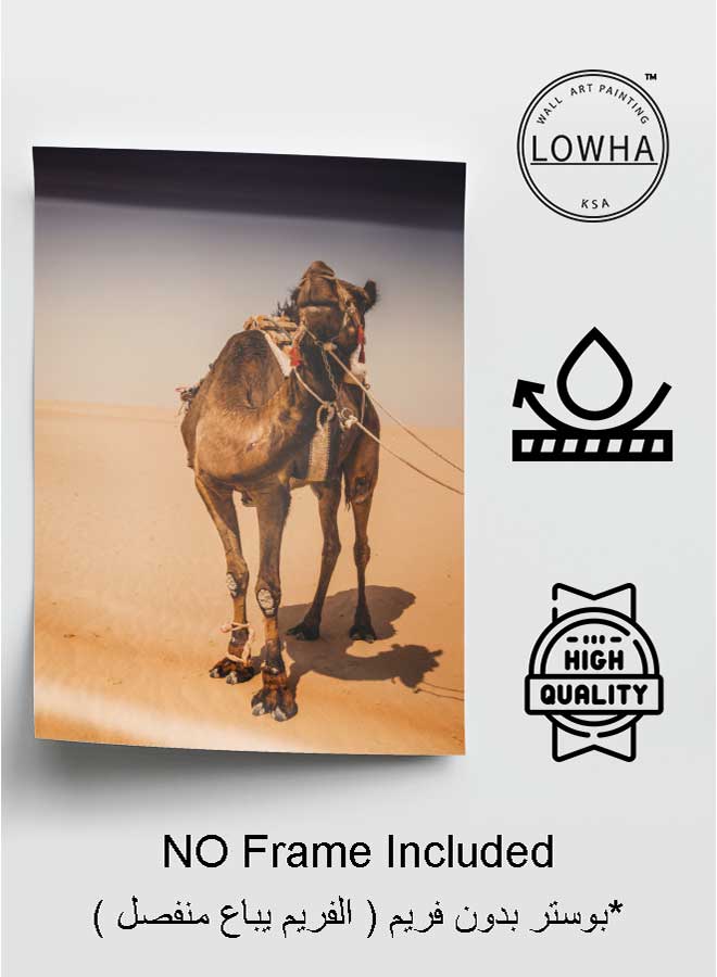 LOWHA Poster Painting Art With Four Separate Pieces Of Double-Sided Stickers Camel Standing On Sand For Home Bedroom Living Room And Office Decor  - Image 3