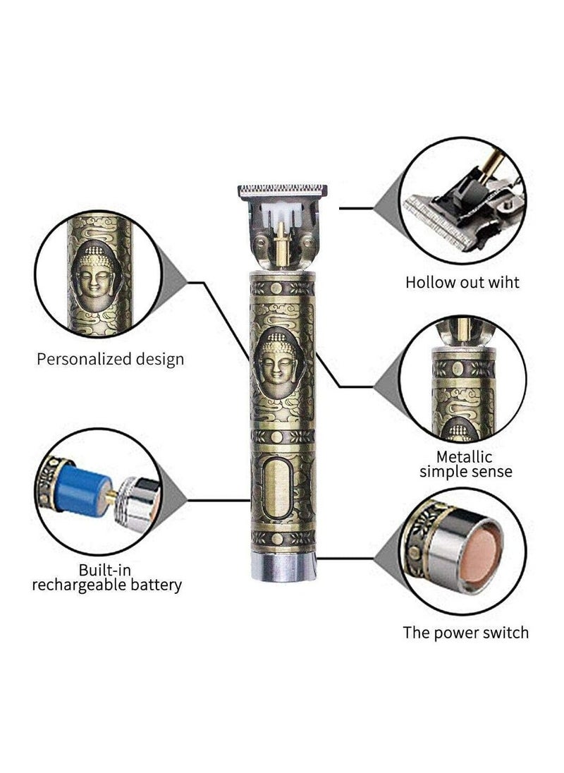 Generic - Trimmer For Men Buddha Style Trimmer, Professional Hair Clipper, Adjustable Blade Clipper, Hair Trimmer and Shaver For Men, Retro Oil Head Close Cut Precise hair Trimming Machine Metalic gold - Image 1
