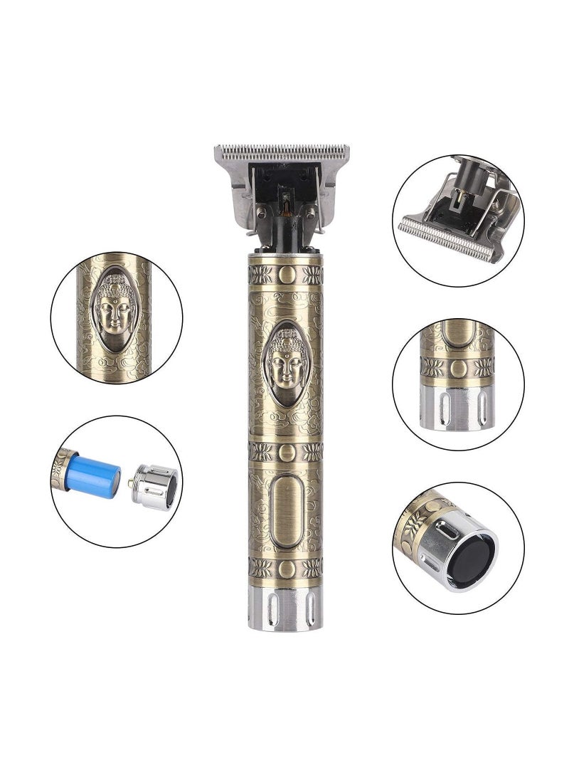 Generic - Trimmer For Men Buddha Style Trimmer, Professional Hair Clipper, Adjustable Blade Clipper, Hair Trimmer and Shaver For Men, Retro Oil Head Close Cut Precise hair Trimming Machine Metalic gold - Image 1