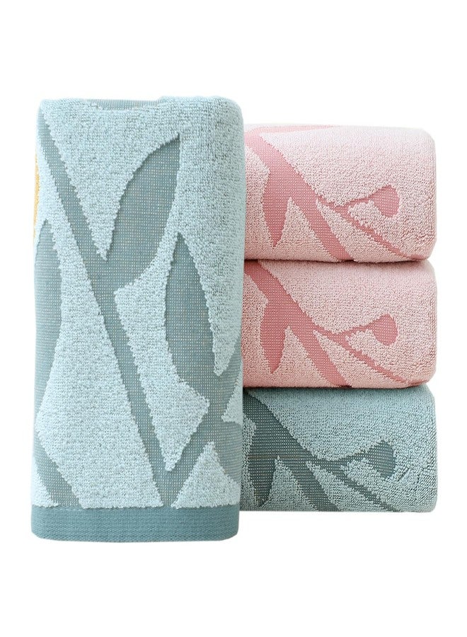 Pidada Hand Towels Set of 4 Floral Pattern 100% Cotton Absorbent Soft Decorative Towel for Bathroom (Aqua Blue & Pink) - Image 1