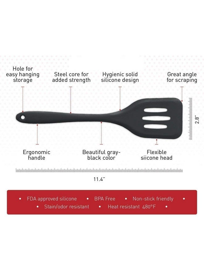 P-Plus International Silicone Turner Spatula | Non Stick & Dosa Spatula Set (Black, 30CM) - Image 5