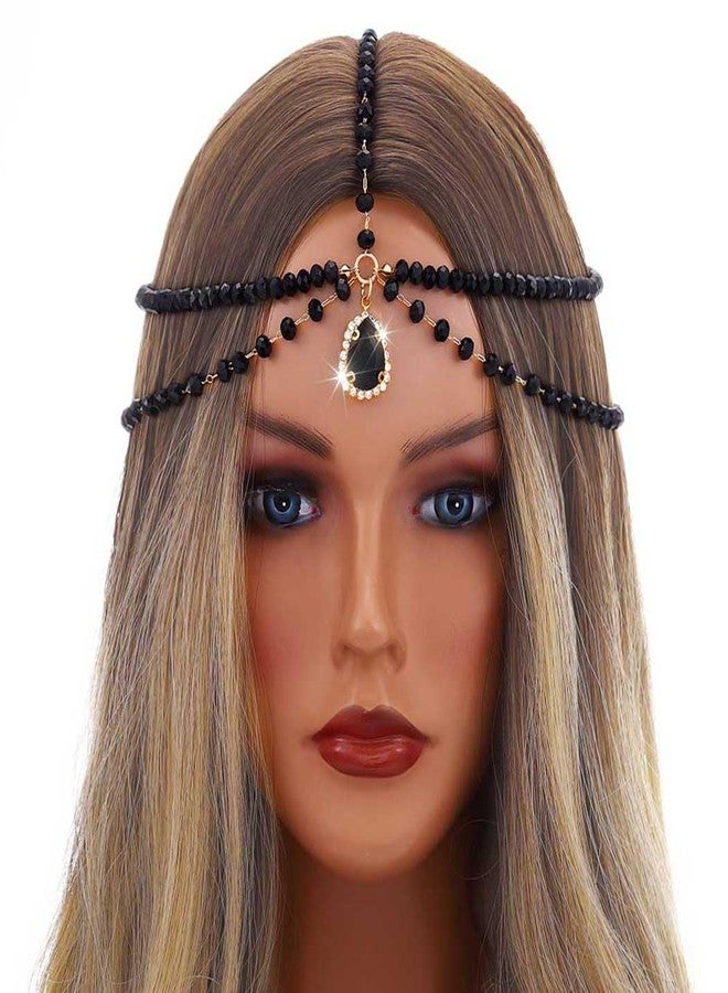 تي جيرلز سلسلة رأس مرصعة بالكريستال الأسود، متعددة الطبقات، بتصميم كلاسيكي، مناسبة للنساء. - Image 5