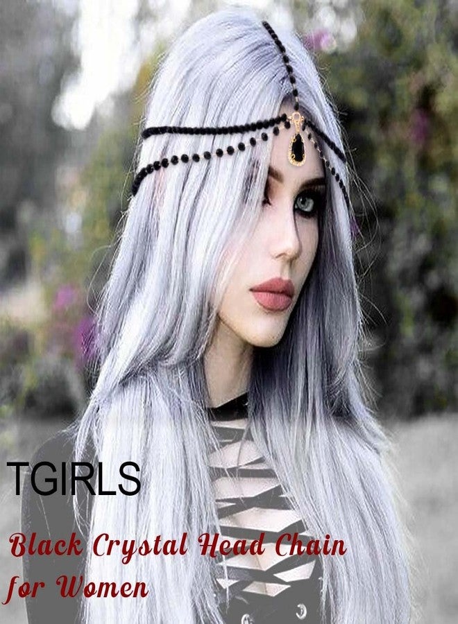 تي جيرلز سلسلة رأس مرصعة بالكريستال الأسود، متعددة الطبقات، بتصميم كلاسيكي، مناسبة للنساء. - Image 3