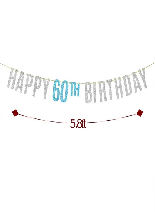 Festiko®Silver Glitter Happy 60th Birthday Banner for 60th Birthday Cheers to 60 Years Party Decorations - Image 2
