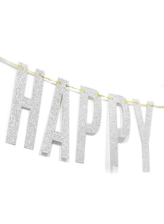 Festiko®Silver Glitter Happy 60th Birthday Banner for 60th Birthday Cheers to 60 Years Party Decorations - Image 3