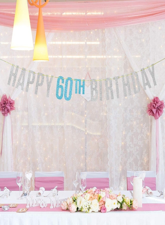 Festiko®Silver Glitter Happy 60th Birthday Banner for 60th Birthday Cheers to 60 Years Party Decorations - Image 5