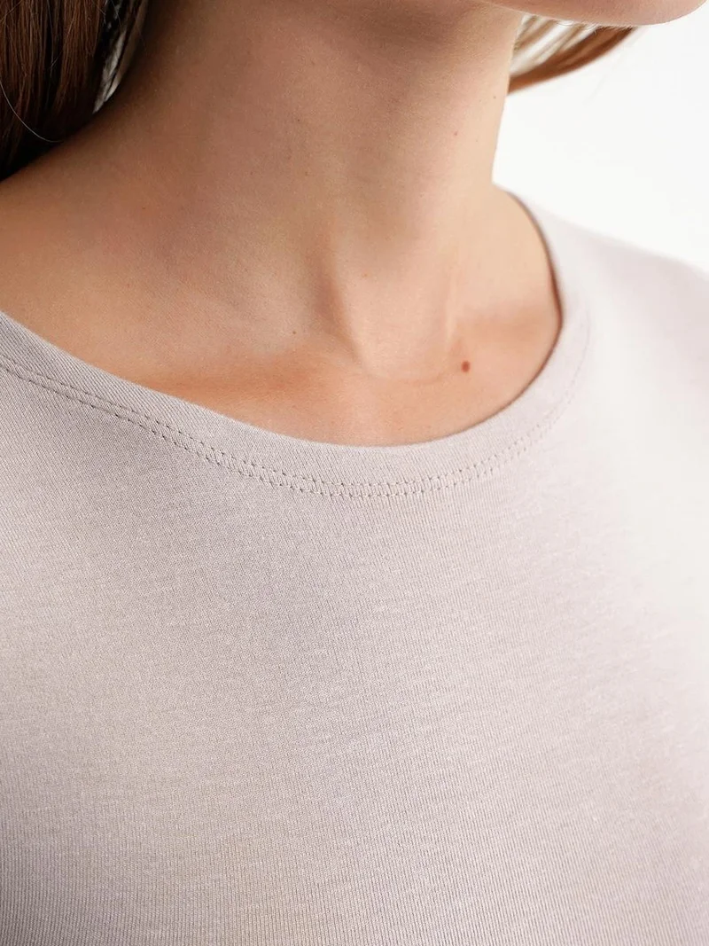 MixRay Stone Natural MIXRAY Slim Fit Crop T-Shirt for Women | Best Price UAE