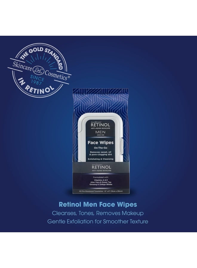 RETINOL LIVAURA Retinol Men Facial Wipes Anti-Aging Cleansing Towelettes - Quickly cleanse face from sweat, oil and pore-clogging dirt without any heavy residue (60 Count (Pack of 1)) - Image 4