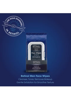 RETINOL Retinol Men Facial Wipes Anti-Aging Cleansing Towelettes - Quickly cleanse face from sweat, oil and pore-clogging dirt without any heavy residue  - Image 3