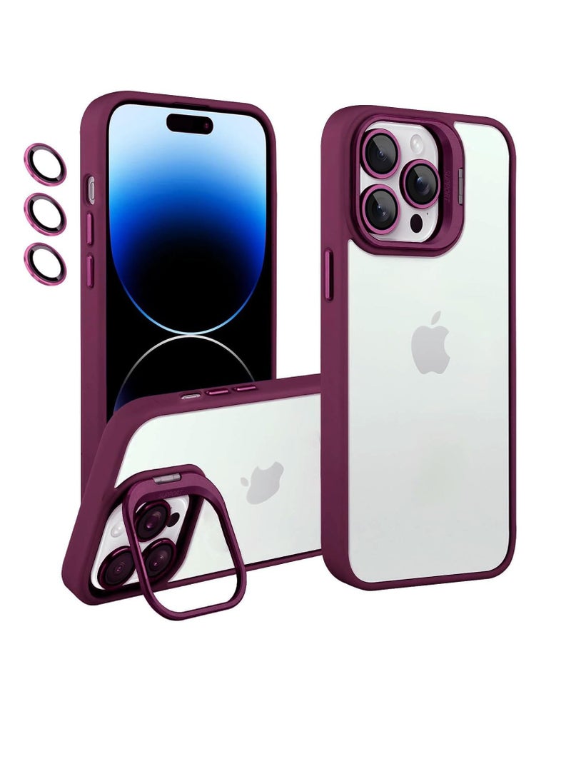 iPhone 14 Pro  Clear Case with Kickstand, Built-in Camera Ring Stand, with Lens Protector Cover, Shockproof Hard PC Back Soft TPU Frame Slim Case - Image 1