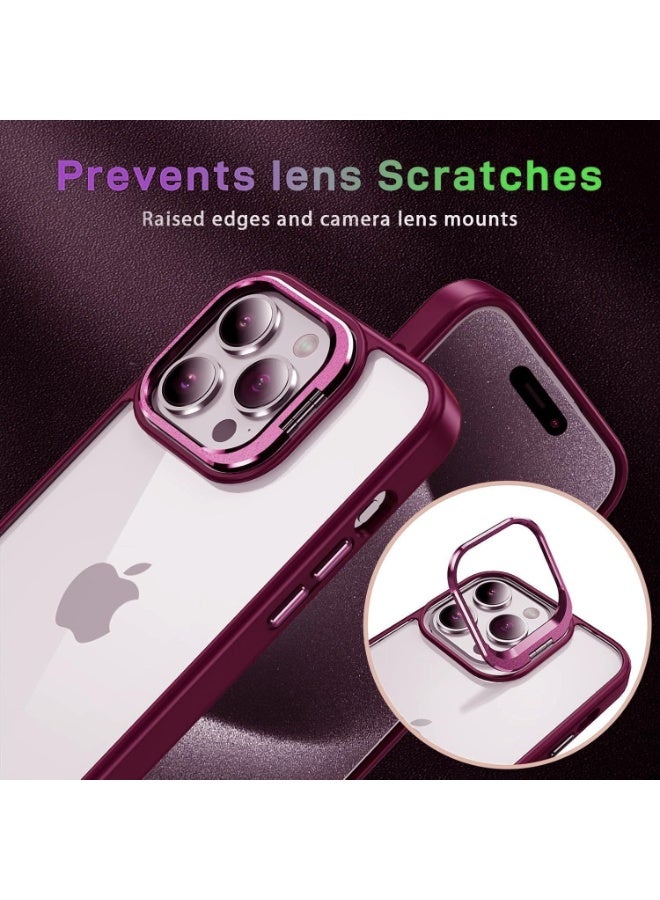 iPhone 14 Pro  Clear Case with Kickstand, Built-in Camera Ring Stand, with Lens Protector Cover, Shockproof Hard PC Back Soft TPU Frame Slim Case - Image 3