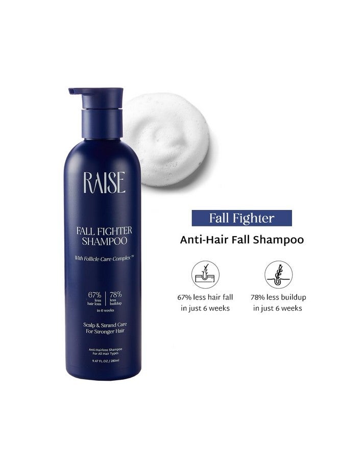Raise Fall Fighter Anti-Hairfall Shampoo | Reduces Hair Loss by 67% in 6 weeks | Patented Follicle Care Complex | Infused with Ceramides | Fuller, Thicker Hair |SLS & Paraben free | 280ml - Image 3