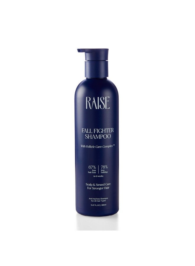 Raise Fall Fighter Anti-Hairfall Shampoo | Reduces Hair Loss by 67% in 6 weeks | Patented Follicle Care Complex | Infused with Ceramides | Fuller, Thicker Hair |SLS & Paraben free | 280ml - Image 1