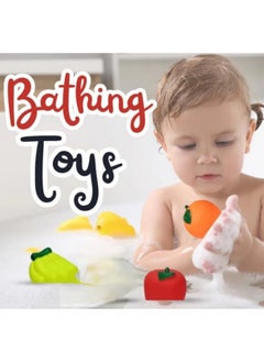 Manos Colourful Non Toxic Bath Toys Set of 6, Chu Chu Fruit Floating Bath Toy for Baby boy and Girl  - Image 2