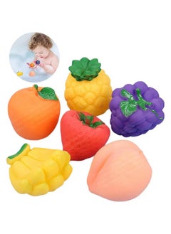 Manos Colourful Non Toxic Bath Toys Set of 6, Chu Chu Fruit Floating Bath Toy for Baby boy and Girl  - Image 1