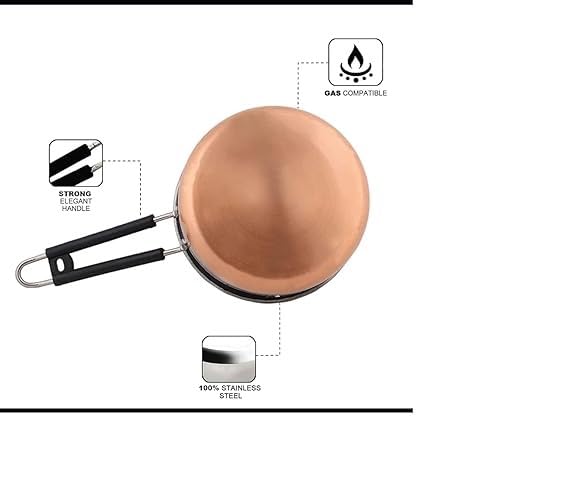 SHOPSIDEX Sauce Pan Set, Stainless Steel Copper, 3 Pieces (1000 ML, 1500 ML) - Image 3