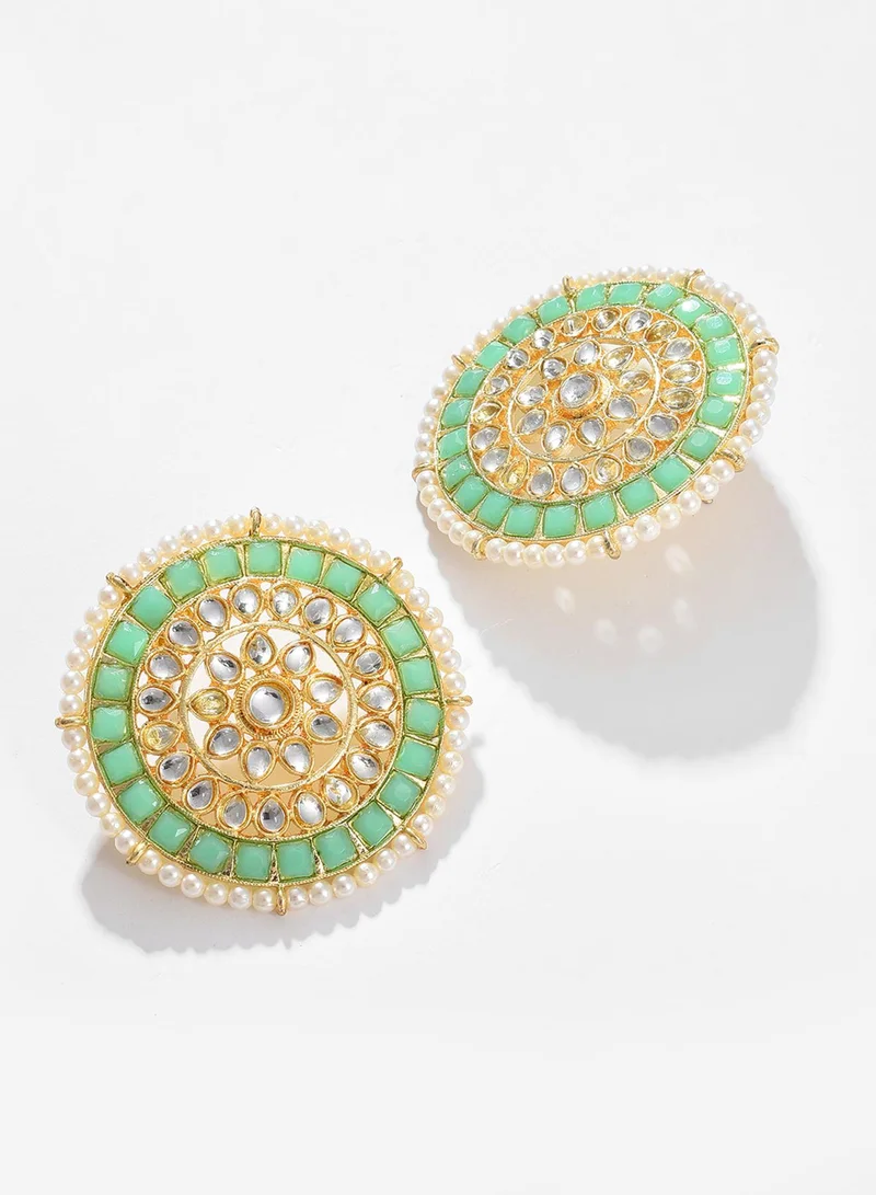 SOHI Green Contemporary Artificial Stud Earring Jewellery
