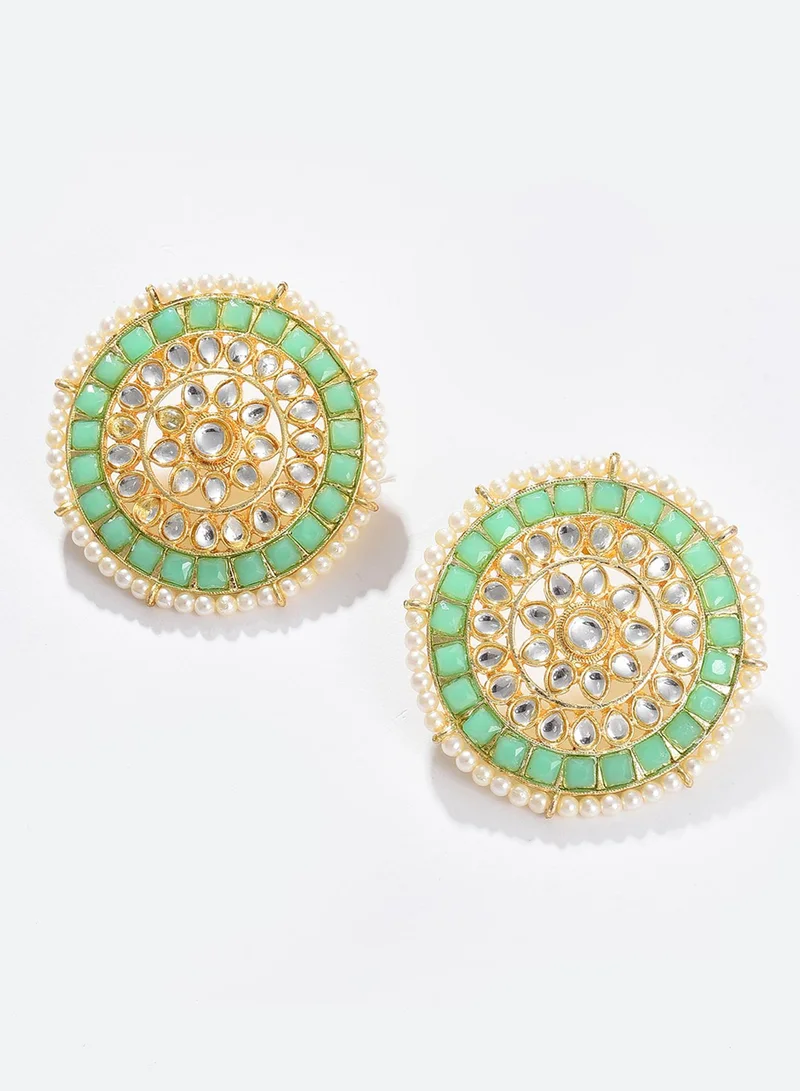 SOHI Green Contemporary Artificial Stud Earring Jewellery