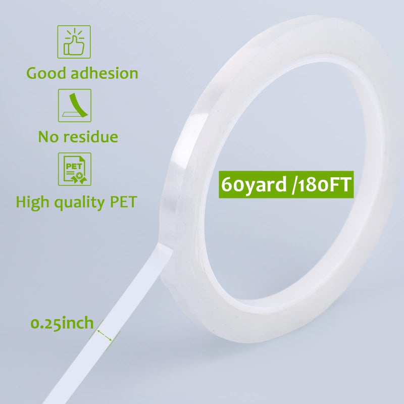 GLAMFIELDS 3 Rolls 1/4" 60Yd Floral Tapes,Clear Floral Tape,White Floral Tape for Bouquet Stem Wrap, Waterproof Florist Tape for Flower Arrangements Supplies Craft Corsages Wedding 60 Yd/Roll - Image 2