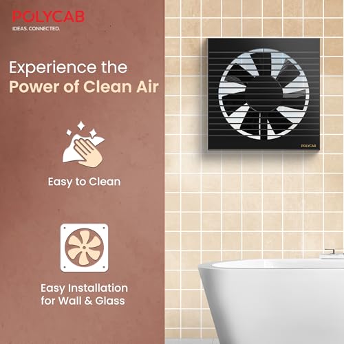 Polycab Freshner Axial 150mm Air Exhaust fan/Ventilation fan for Kitchen, Bathroom| High Speed,Noiseless| Sleek Design Easy to Clean, Powerful Motor, 100% Copper Winding|2 Year Warranty【Black】 - Image 4