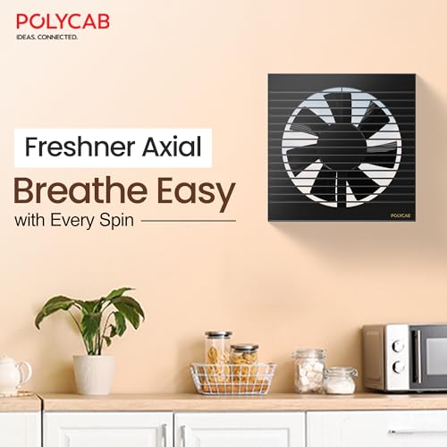 Polycab Freshner Axial 150mm Air Exhaust fan/Ventilation fan for Kitchen, Bathroom| High Speed,Noiseless| Sleek Design Easy to Clean, Powerful Motor, 100% Copper Winding|2 Year Warranty【Black】 - Image 2