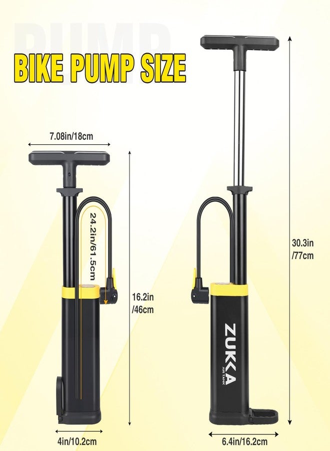 ZUKKA Bike Floor Pump with Gauge 160 PSI High Pressure Bicycle Air Pump Fits Presta and Schrader Valve Bike Tire Pump for MTB Road Bike,Soccer Basketball, Ball - Image 2
