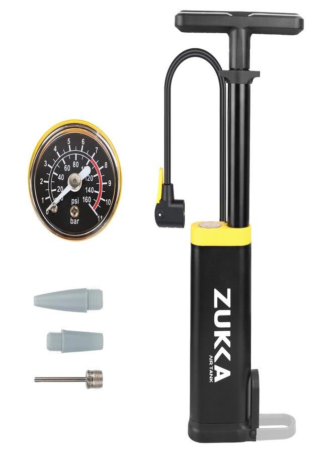 ZUKKA Bike Floor Pump with Gauge 160 PSI High Pressure Bicycle Air Pump Fits Presta and Schrader Valve Bike Tire Pump for MTB Road Bike,Soccer Basketball, Ball - Image 1
