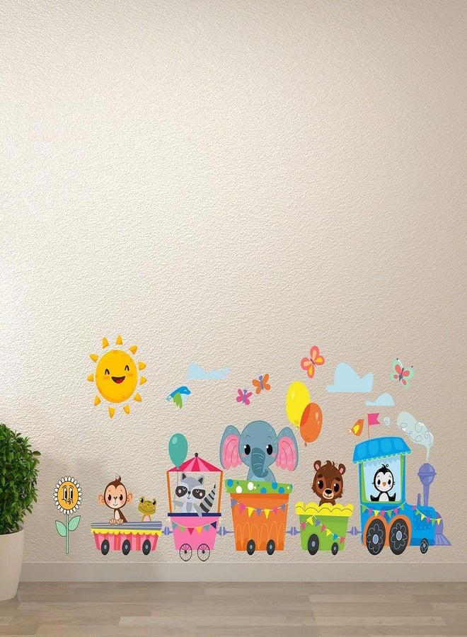 CVANU Fun Kids Train Wall Sticker Colorful Cartoon Animal Vinyl Self-Adhesive Decal for Babies Room| Nursery| Play Area| Classroom| Home Wall Decor (44.5x12.6inch)_868 - Image 3