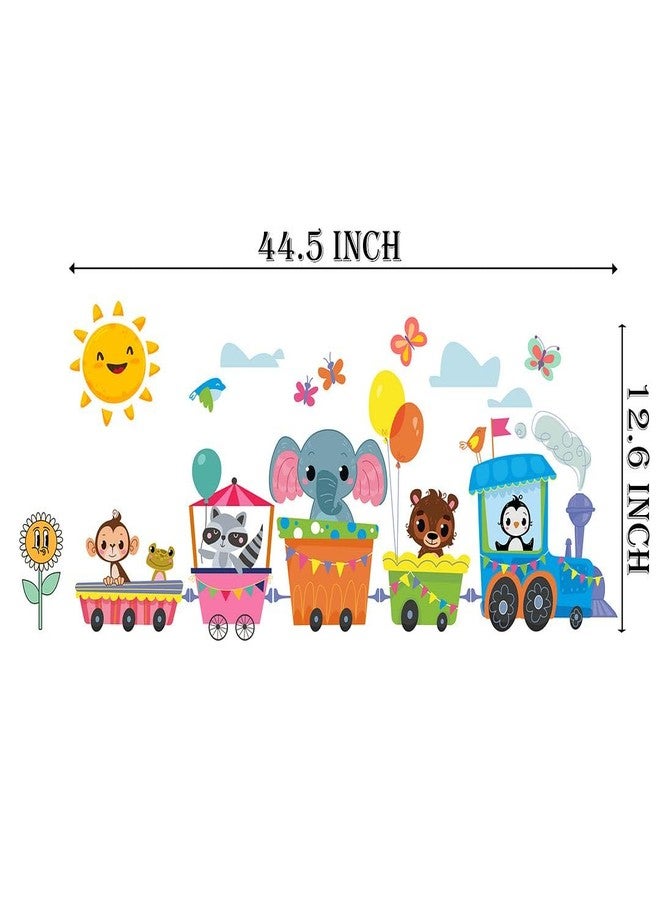 CVANU Fun Kids Train Wall Sticker Colorful Cartoon Animal Vinyl Self-Adhesive Decal for Babies Room| Nursery| Play Area| Classroom| Home Wall Decor (44.5x12.6inch)_868 - Image 4