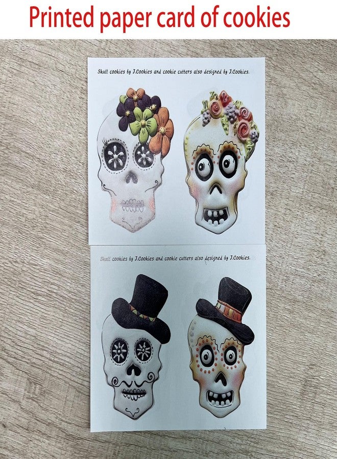 LILIAO Halloween Skull Cookie Cutter Set - 2 Piece - Skull with Hat and Flowers Fondant Biscuit Cutters - Stainless Steel - Image 3