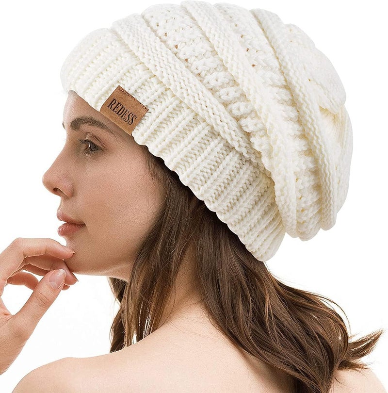 REDESS Slouchy Beanie Hat for Men and Women Winter Warm Chunky Soft Oversized Cable Knit Cap - Image 5